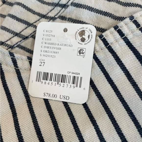 Free People Striped High Waist Railroad Denim Shorts - Picture 5 of 8